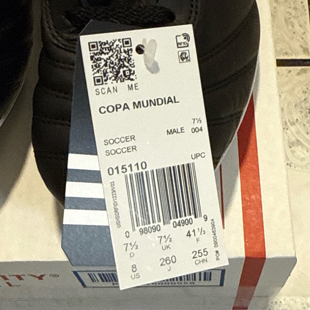 New Adidas Copa Mundial Leather Soccer Cleats Black White Men’s Sizes 015110 - Picture 5 of 14